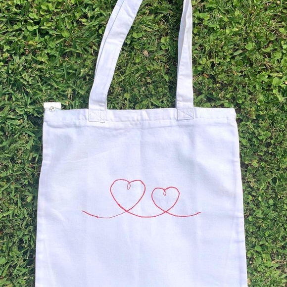 Handmade Cotton Shoulder Bag with Zipper - Picture 3 of 3